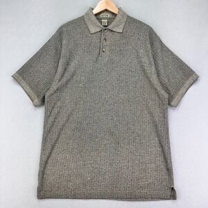 VTG Capitol Polo‎ Shirt Mens Medium Brown Ribbed Short Sleeve Cotton Blend 90s